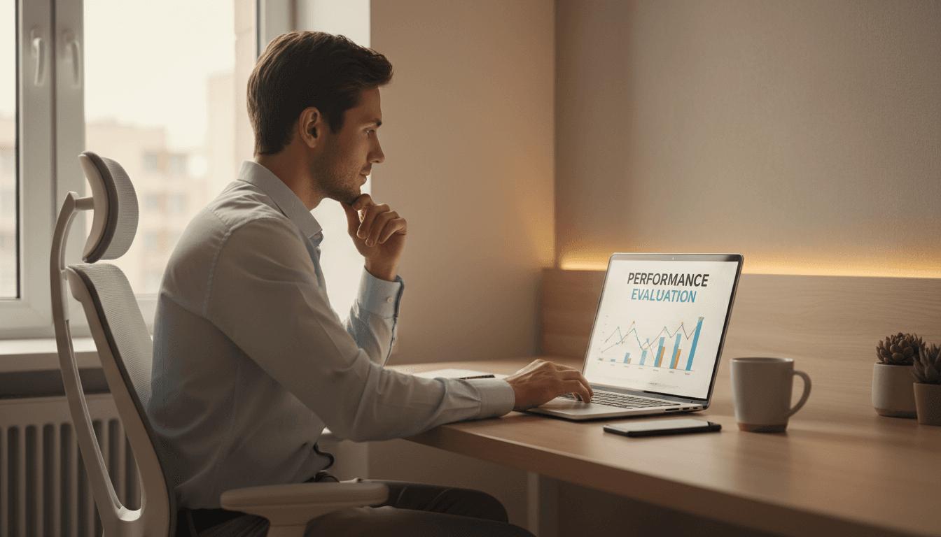 Trader reviewing performance and results