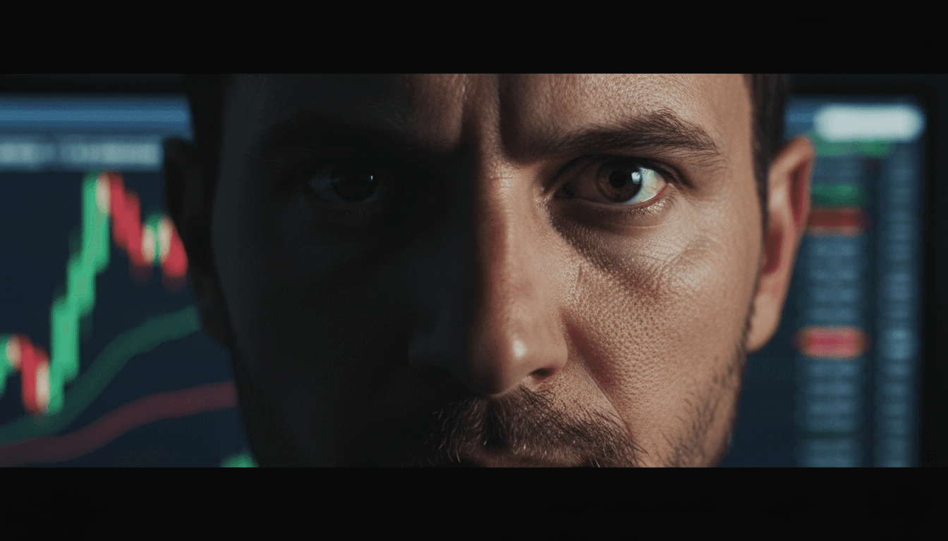 Trader in focused concentration during live execution